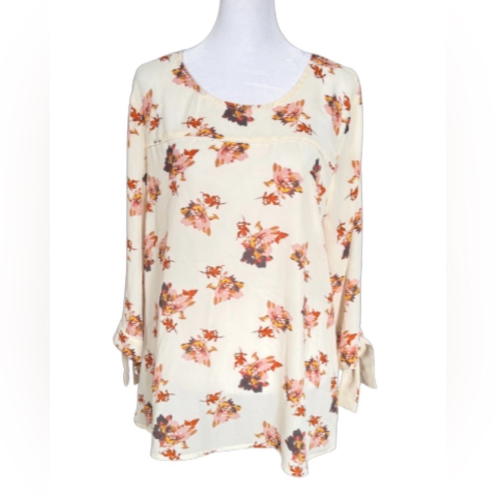 Maurices Floral Tie Sleeve Blouse